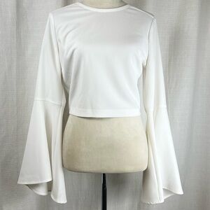 bebe Chic White Flared Sleeve Top